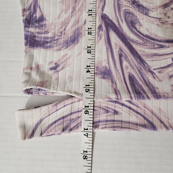 Rue 21 Womens Size XL Cut Out Waist Crop Long Sleeve Retro Tie-dye Y2K Abstract - Picture 9 of 9